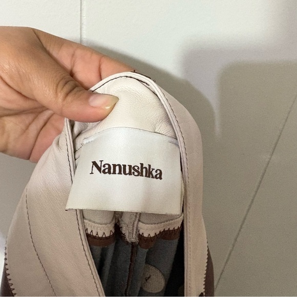 Nanushka Vinni Patchwork Vegan Leather Pants Brown Size XL LuxeTrousers - Picture 10 of 14